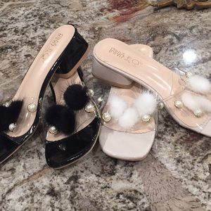 White and black sandals